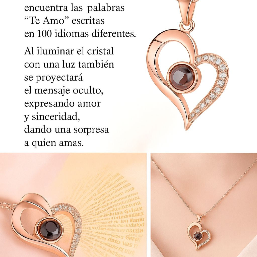 COLLAR TE AMO EN 100 IDIOMAS + CAJA DE REGALO + PAGO CONTRA ENTREGA